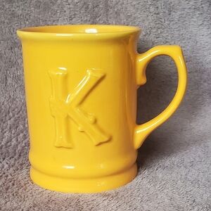 monogrammed K mug yellow